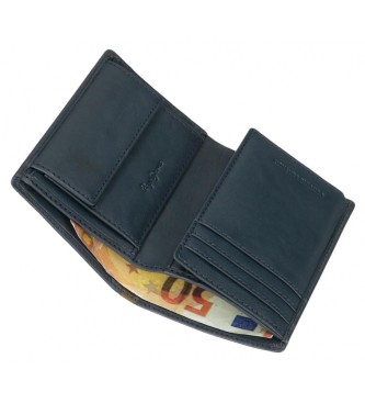 Pepe Jeans Marshal verticaal leren portemonnee met geldbuidel marineblauw