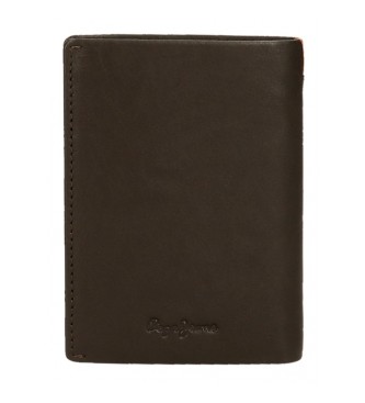 Pepe Jeans Marshal Vertical Leather Wallet with Coin Case Brown