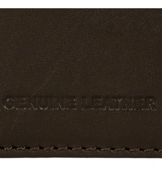 Pepe Jeans Pionowy skórzany portfel Marshal z etui na monety w kolorze brązowym