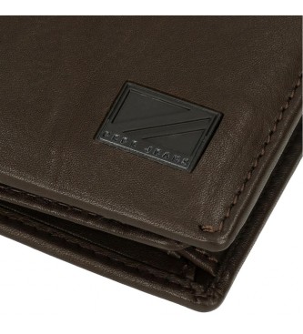 Pepe Jeans Marshal Vertikalna usnjena denarnica z ovitkom za kovance rjave barve