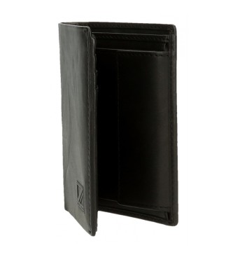 Pepe Jeans Usnjena denarnica Marshal s kovčkom za kovance, črna
