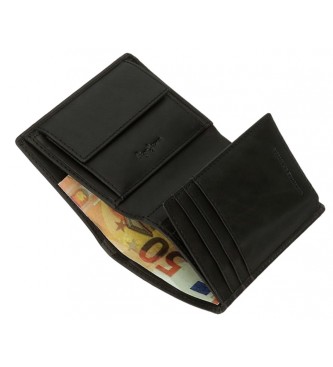 Pepe Jeans Skórzany portfel Marshal Upright z saszetką na monety, czarny