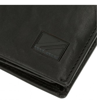 Pepe Jeans Portefeuille Marshal en cuir avec pochette pour pices de monnaie Noir