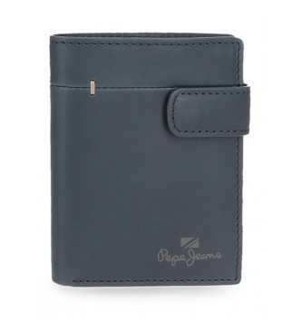 Pepe Jeans Heftklammer Portemonnaie aus Leder mit Klickverschluss Marineblau