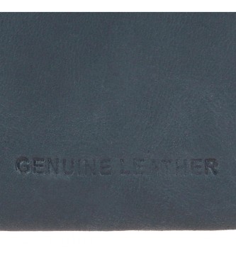 Pepe Jeans Usnjena denarnica Staple z zapiranjem na klik Mornarsko modra
