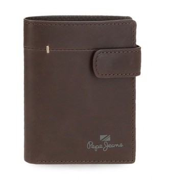 Pepe Jeans Portefeuille en cuir avec fermeture  cliquet Marron