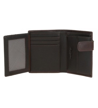 Pepe Jeans Staple leather wallet with click closure Brown