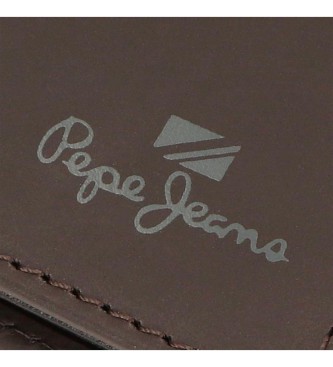 Pepe Jeans Cartera de piel Staple con cierre de click Marrn