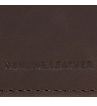 Pepe Jeans Staple leather wallet with click closure Brown