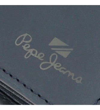 Pepe Jeans Porte-documents en cuir Staple vertical bleu marine