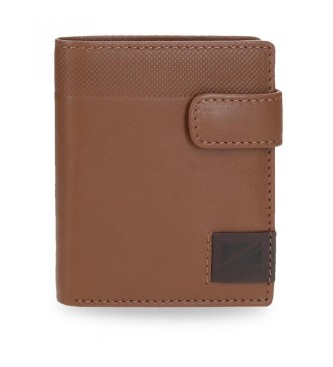 Pepe Jeans Topper leather wallet with click closure Brown