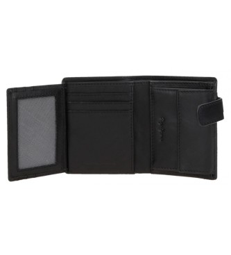 Pepe Jeans Topper leather wallet with click clasp closure Black