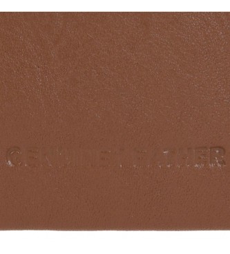 Pepe Jeans Usnjena denarnica Topper vertikalna z denarnico za kovance Rjava