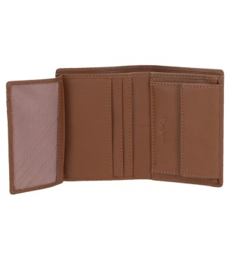 Pepe Jeans Leather wallet Topper vertical with coin purse Brown