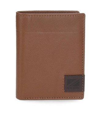 Pepe Jeans Porte-documents en cuir Topper vertical Brown