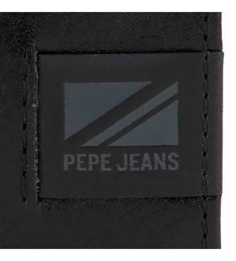 Pepe Jeans Porte-documents en cuir Topper vertical Noir