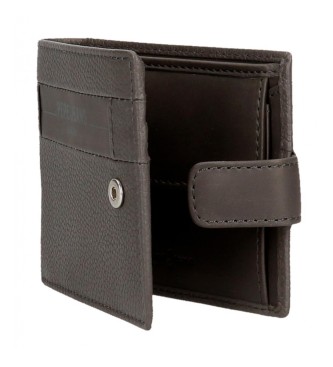 Pepe Jeans Checkbox Grijze verticale leren portemonnee met kliksluiting