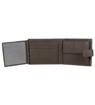 Pepe Jeans Checkbox Grey vertical leather wallet with click closure