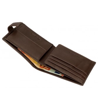 Pepe Jeans Checkbox Braunes vertikales Lederportemonnaie mit Klickverschluss