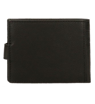 Pepe Jeans Checkbox Black leather vertical wallet with click closure