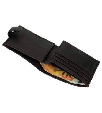 Pepe Jeans Checkbox Black leather vertical wallet with click closure
