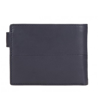 Pepe Jeans Cracker leather vertical wallet navy blue with click closure