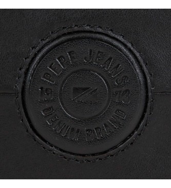 Pepe Jeans Cracker Portefeuille vertical en cuir noir avec fermeture  clic