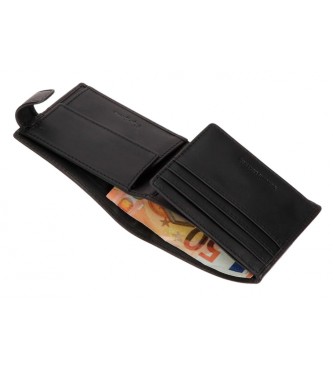Pepe Jeans Czarny pionowy skórzany portfel Cracker z zapięciem na zatrzask