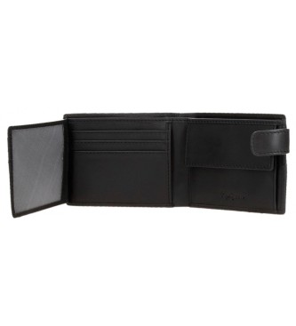 Pepe Jeans Cracker Črna navpična usnjena denarnica z zapiranjem na klik