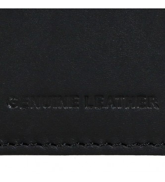 Pepe Jeans Podwójny czarny skórzany pionowy portfel z zapięciem na zatrzask