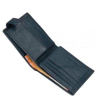 Pepe Jeans Carteira vertical em pele Marshal Azul-marinho com fecho de clique