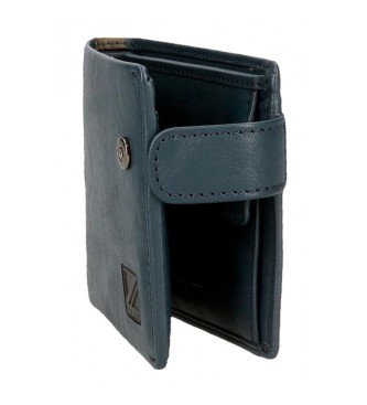 Pepe Jeans Skórzany portfel Marshal Upright Wallet Navy Blue z zapięciem na zatrzask