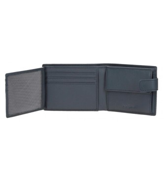 Pepe Jeans Staple navy blue vertical leather wallet with click closure
