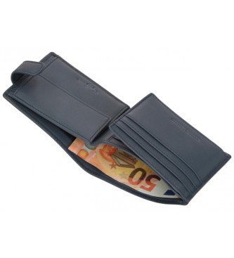 Pepe Jeans Marineblaues vertikales Lederportemonnaie mit Klickverschluss von Staple