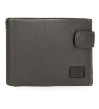 Pepe Jeans Staple Grey vertical leather wallet with click closure