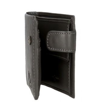 Pepe Jeans Staple Siva navpična usnjena denarnica z zapiranjem na klik