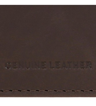 Pepe Jeans Staple Navpična denarnica iz rjavega usnja z zapiranjem na klik