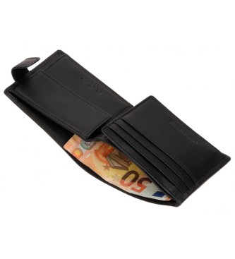 Pepe Jeans Staple Črna usnjena navpična denarnica z zapiranjem na klik