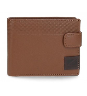 Pepe Jeans Topper Brown vertical leather wallet with click closure
