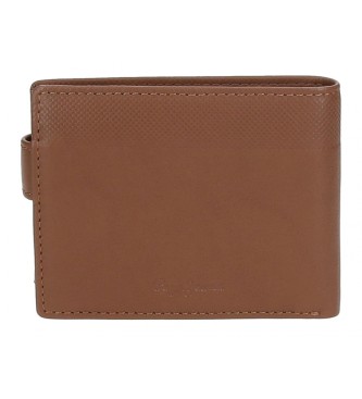 Pepe Jeans Topper Brown vertical leather wallet with click closure