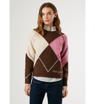 Pepe Jeans Brązowy sweter Cecily