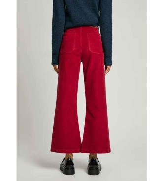 Pepe Jeans Corduroy fit flare broek Celia rood