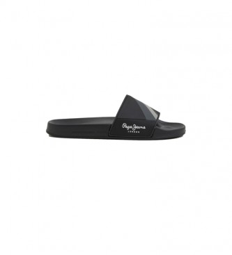 Pepe Jeans Tongs noires Slider Texture