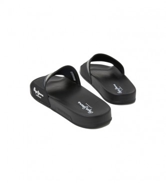 Pepe Jeans Tongs noires Slider Texture