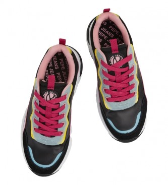 Pepe Jeans Girl's leather sneakers Pearlized Arrow black, multicolor