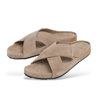 Pepe Jeans Corby Cross beige leather sandals