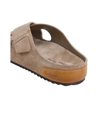 Pepe Jeans Corby Cross beige leather sandals