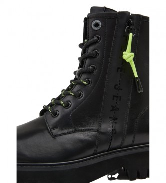 Pepe Jeans Leather ankle boots Laces Camionero W black