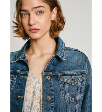 Pepe Jeans Przycięta kurtka w kolorze niebieskim