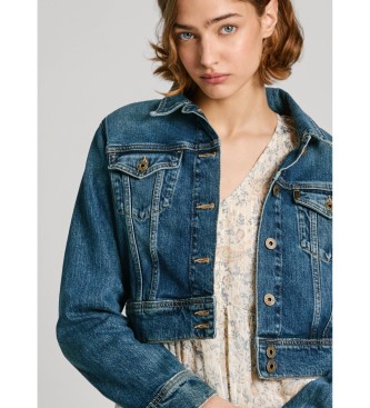 Pepe Jeans Przycięta kurtka w kolorze niebieskim